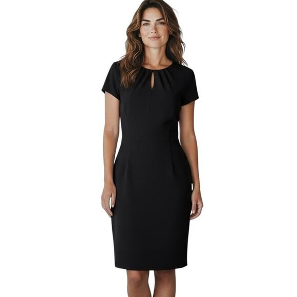 Banana Republic Dresses & Skirts - Banana Republic Women's Sheath Dress 2P Black Cap Sleeve Ruched Keyhole Pencil